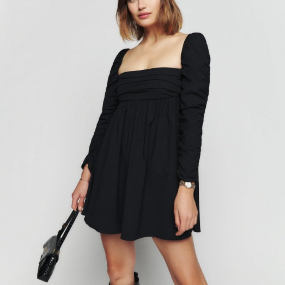Reformation Netta Black Mini Dress